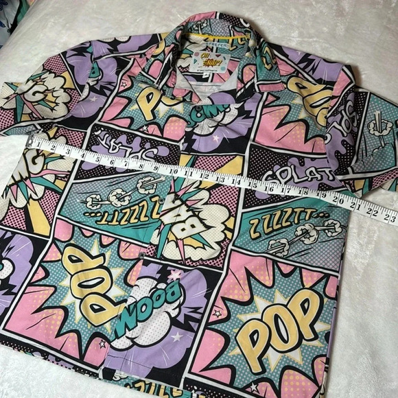 Oh Snap! By Drill Clothing Stretch Pastel Colorful Comic Book Shirt Retro - Picture 4 of 9